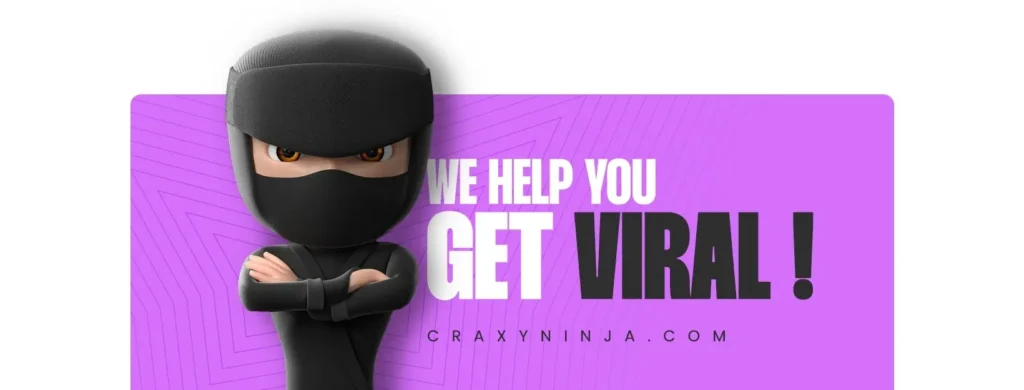 a Black Nina with arms crossed on left side and one right side its written "We Help you Get Viral" . the picture has a white and pink background