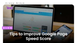 a picture showing a laptop with google's pagespeed insights opened inside the browser to improve technical SEO.